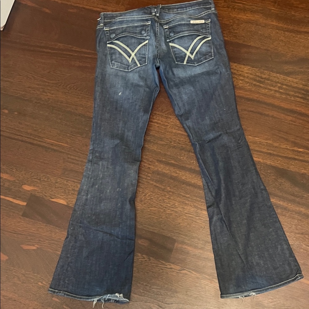 Women's Blue Flared Jeans - Picture 2 of 3